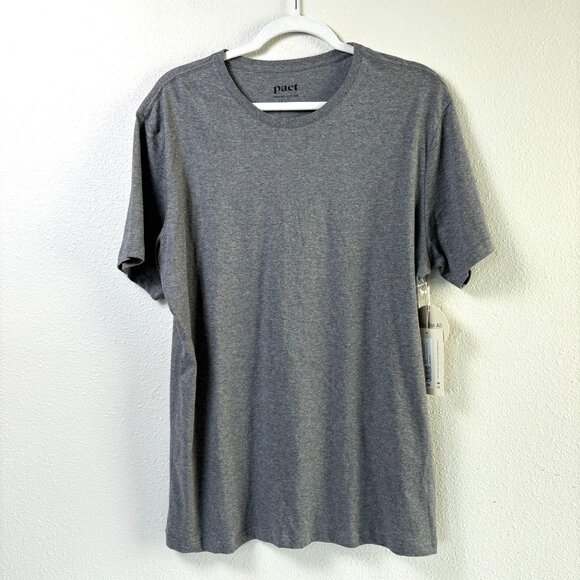 PACT One For All Unisex Crew Neck Tee Size M Heather Gray Short Sleeve Shirt NWT - Picture 1 of 9